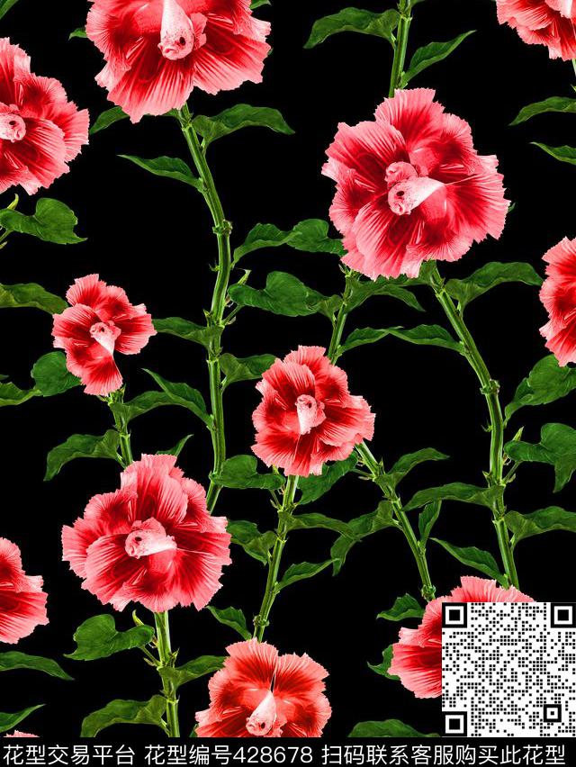 抽象动物花数码印花华亿平台下载（图片编号: 428678） - 瓦栏（Walan）