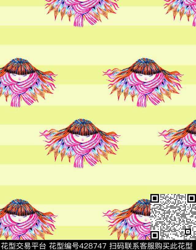 手绘趣味卡通传统印花华亿平台下载（图片编号: 428747） - 瓦栏（Walan）