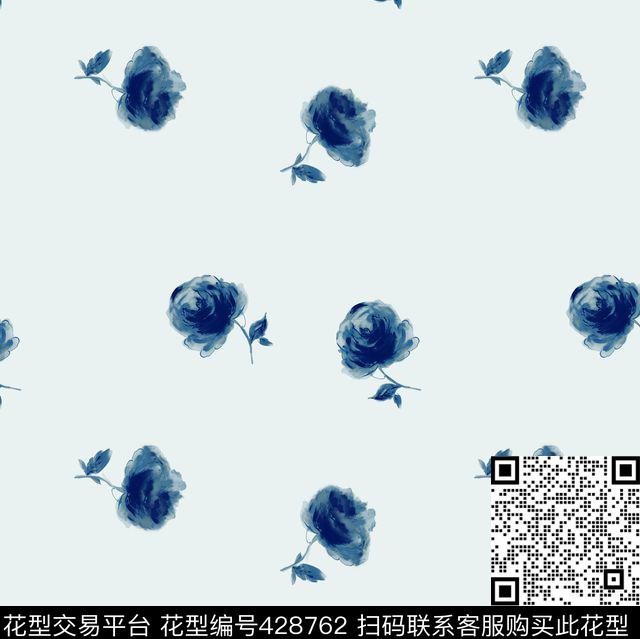 花卉模糊透明感数码印花华亿平台下载（图片编号: 428762） - 瓦栏（Walan）