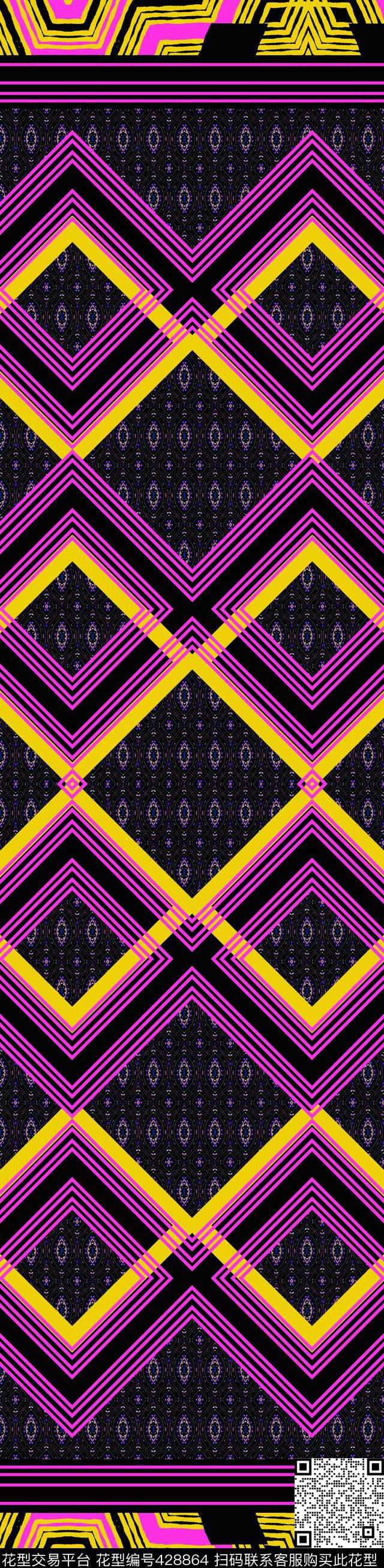 传统印花定位几何双边定位印花传统印花华亿平台下载（图片编号: 428864） - 瓦栏（Walan）