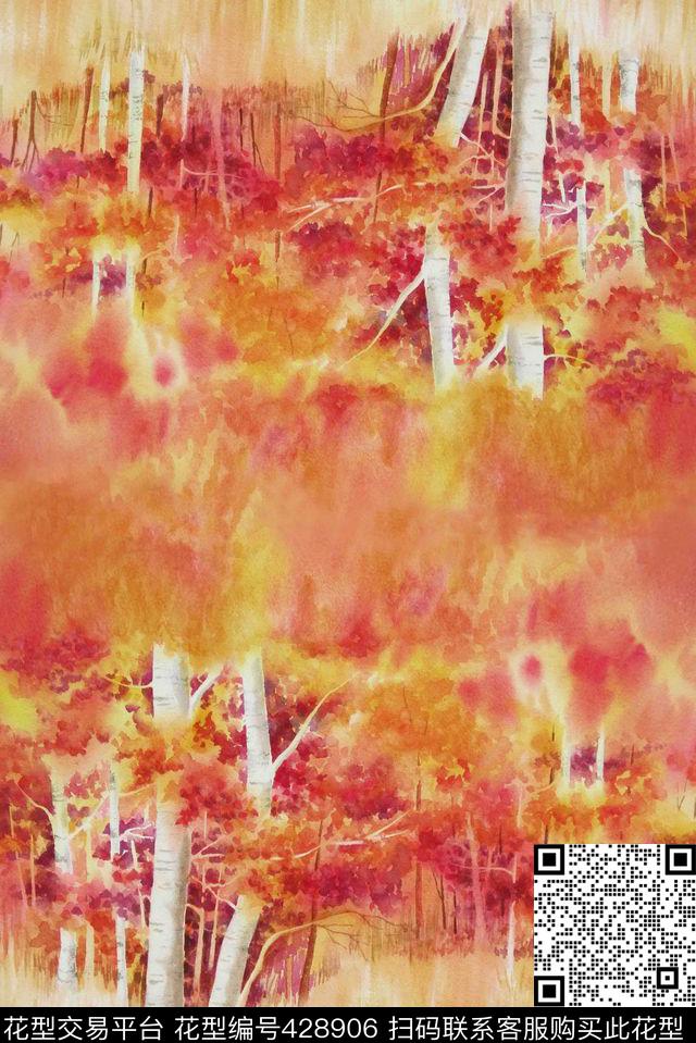 热带风情黄蓝数码印花华亿平台下载（图片编号: 428906） - 瓦栏（Walan）