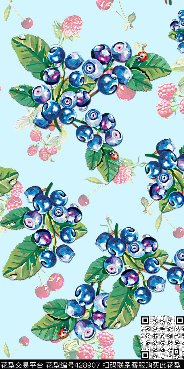 创意服装蓝莓数码印花华亿平台下载（图片编号: 428907） - 瓦栏（Walan）