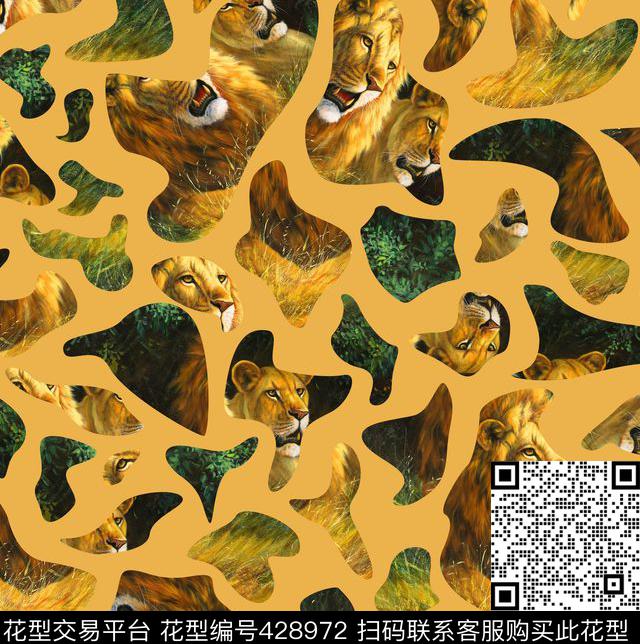 动物狮子油画数码印花华亿平台下载（图片编号: 428972） - 瓦栏（Walan）
