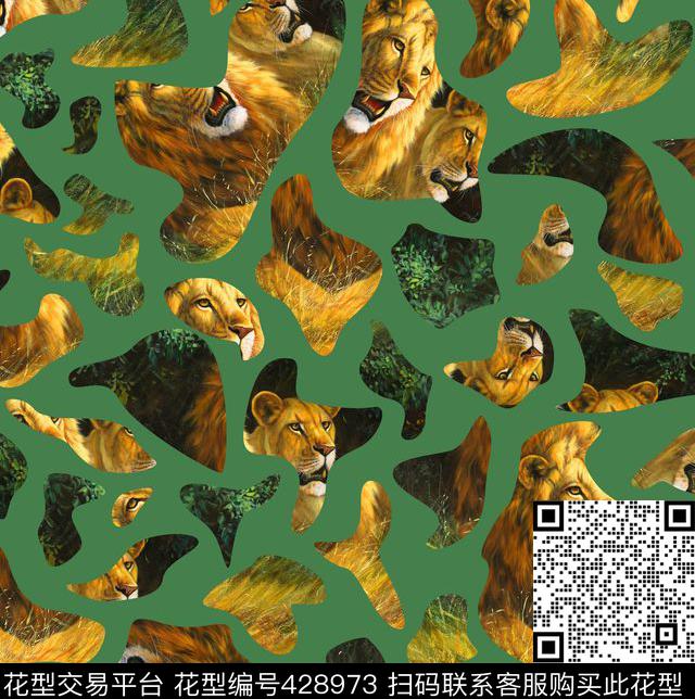 动物狮子油画数码印花华亿平台下载（图片编号: 428973） - 瓦栏（Walan）