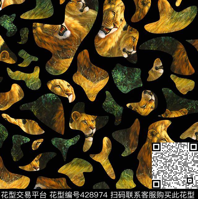 动物狮子油画数码印花华亿平台下载（图片编号: 428974） - 瓦栏（Walan）