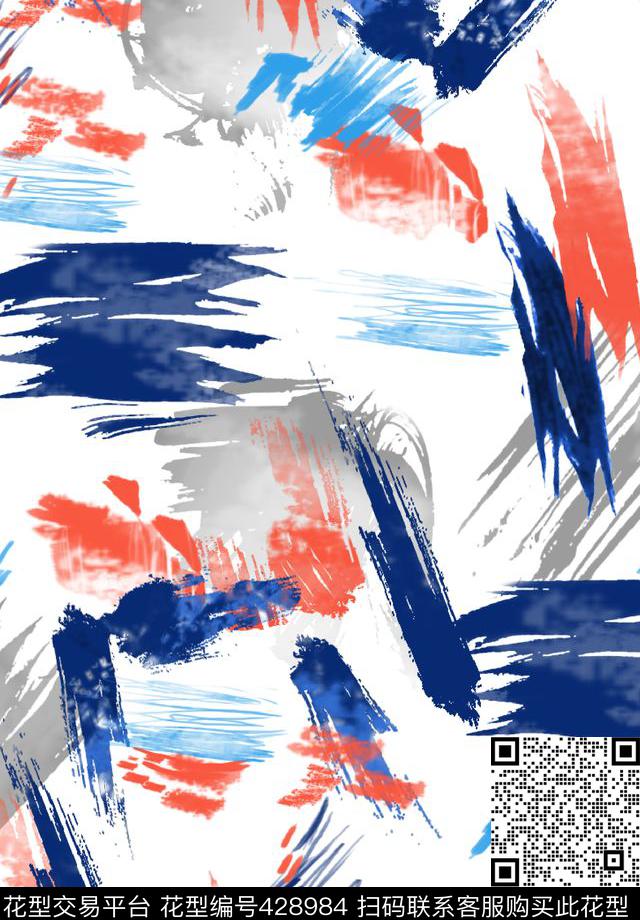 笔触肌理欧美风格数码印花华亿平台下载（图片编号: 428984） - 瓦栏（Walan）