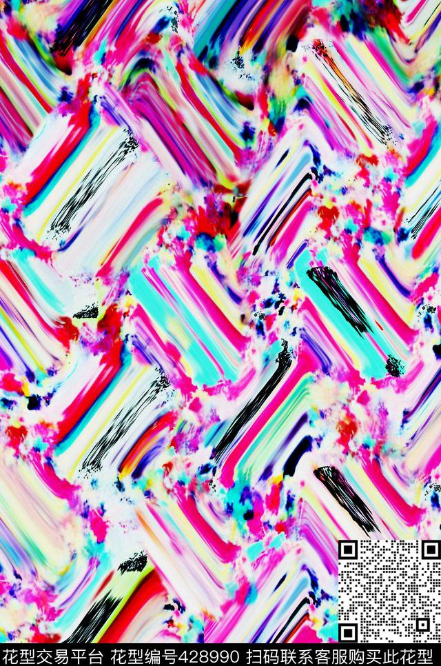 欧美风波纹彩条数码印花华亿平台下载（图片编号: 428990） - 瓦栏（Walan）