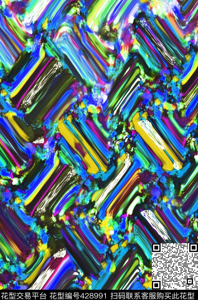 欧美风波纹彩条数码印花华亿平台下载（图片编号: 428991） - 瓦栏（Walan）