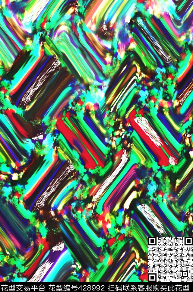 欧美风波纹彩条数码印花华亿平台下载（图片编号: 428992） - 瓦栏（Walan）