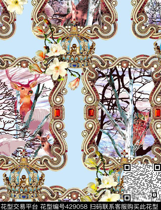 时尚画框风景数码印花华亿平台下载（图片编号: 429058） - 瓦栏（Walan）