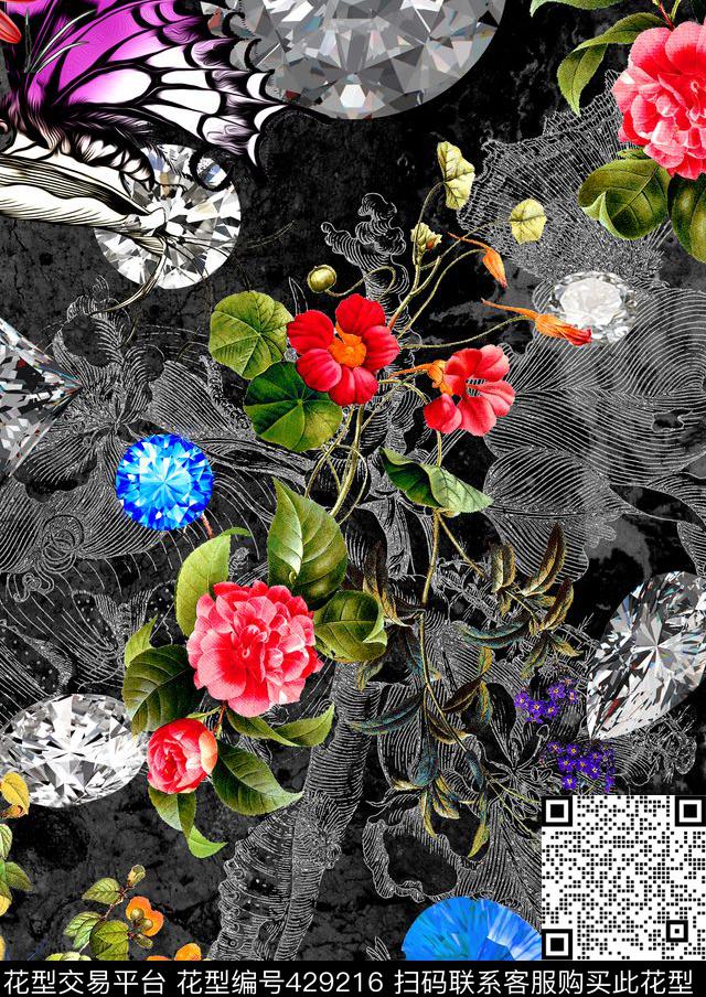 大牌定位花卉数码印花华亿平台下载（图片编号: 429216） - 瓦栏（Walan）