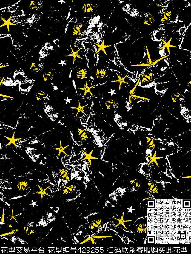 抽象花几何数码印花华亿平台下载（图片编号: 429255） - 瓦栏（Walan）