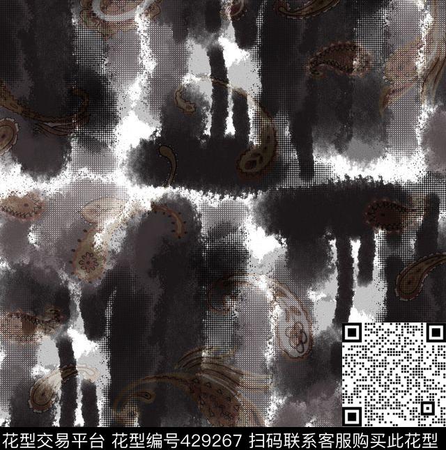 抽象个性男装几何格子数码印花华亿平台下载（图片编号: 429267） - 瓦栏（Walan）