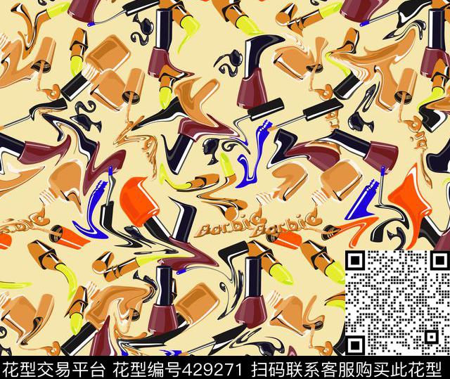 化妆品卡通流动传统印花华亿平台下载（图片编号: 429271） - 瓦栏（Walan）