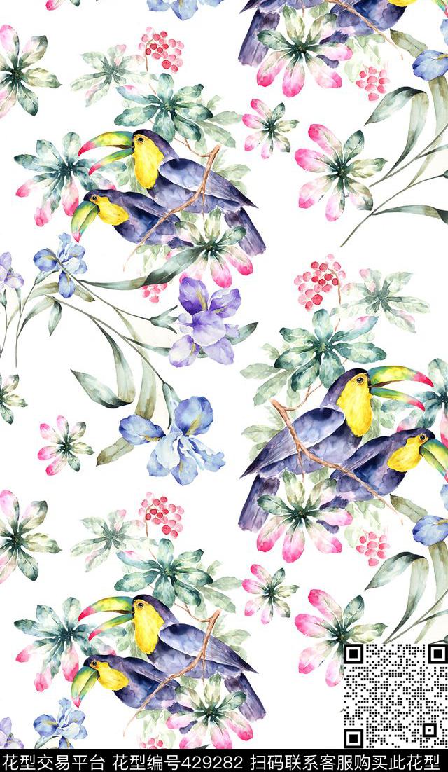 花卉流行时尚男女装通用数码印花华亿平台下载（图片编号: 429282） - 瓦栏（Walan）