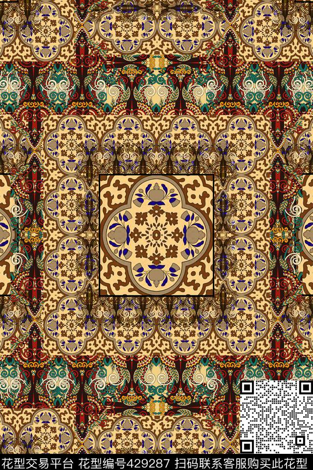 民族民族花纹民族几何传统印花华亿平台下载（图片编号: 429287） - 瓦栏（Walan）