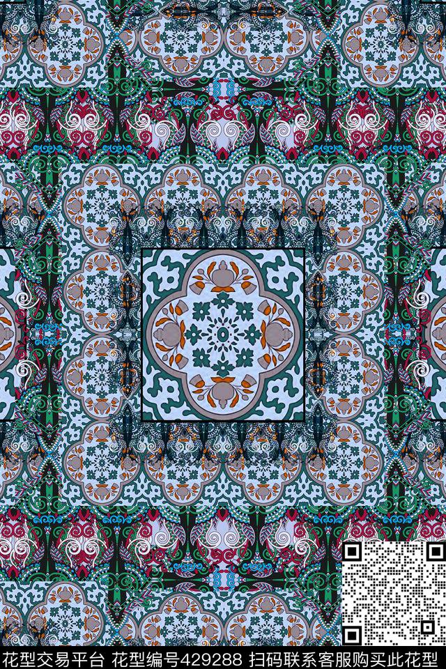 民族民族花纹民族几何数码印花华亿平台下载（图片编号: 429288） - 瓦栏（Walan）