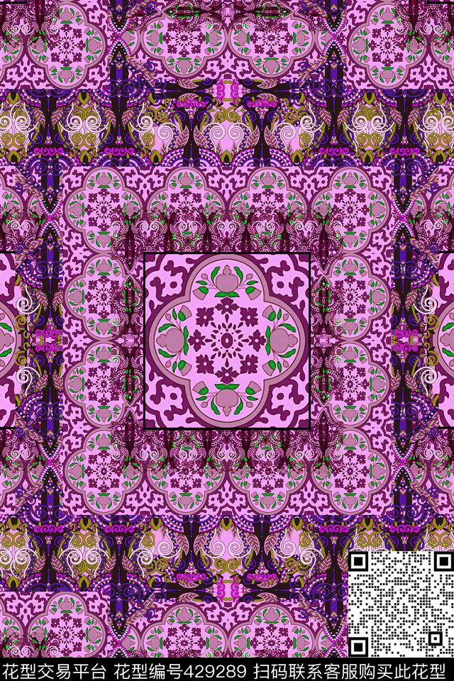民族民族花纹民族几何数码印花华亿平台下载（图片编号: 429289） - 瓦栏（Walan）