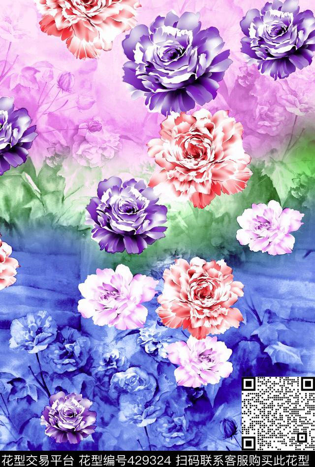 时尚面料华亿平台数码印花流行华亿平台数码印花华亿平台下载（图片编号: 429324） - 瓦栏（Walan）