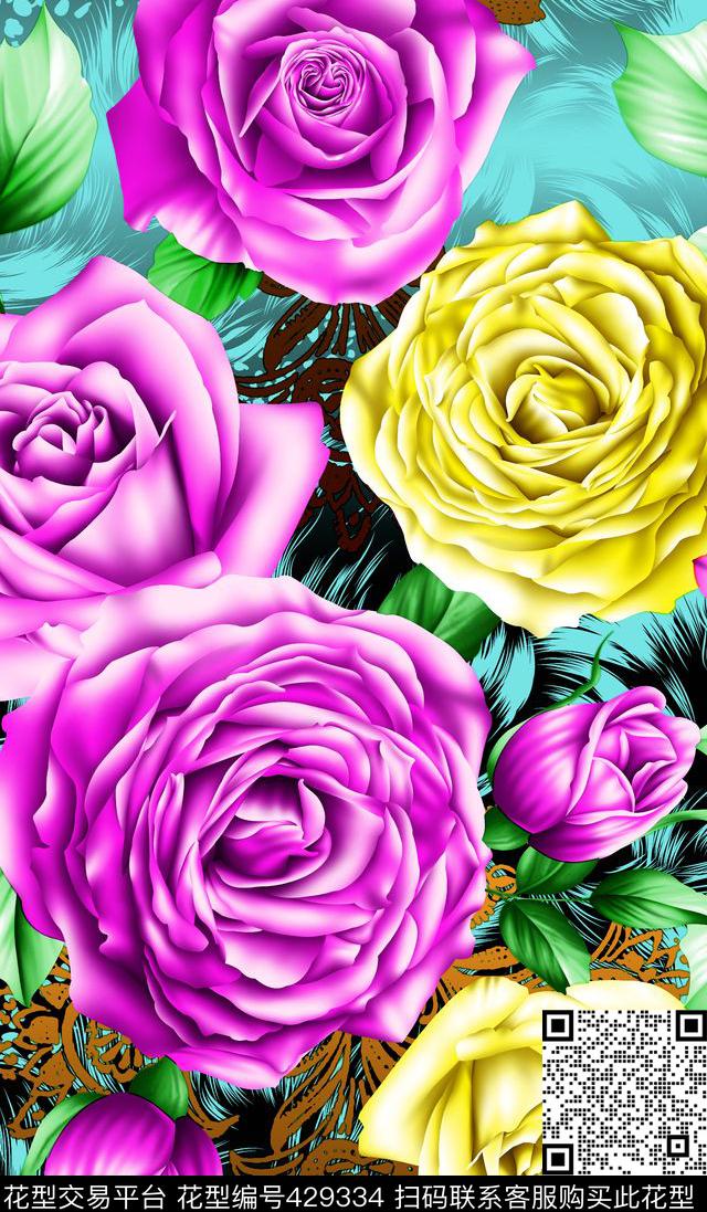 时尚面料华亿平台数码印花流行华亿平台数码印花华亿平台下载（图片编号: 429334） - 瓦栏（Walan）