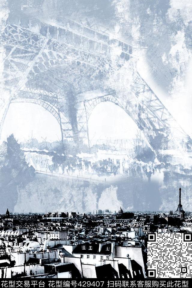 埃菲尔巴黎复古传统印花华亿平台下载（图片编号: 429407） - 瓦栏（Walan）