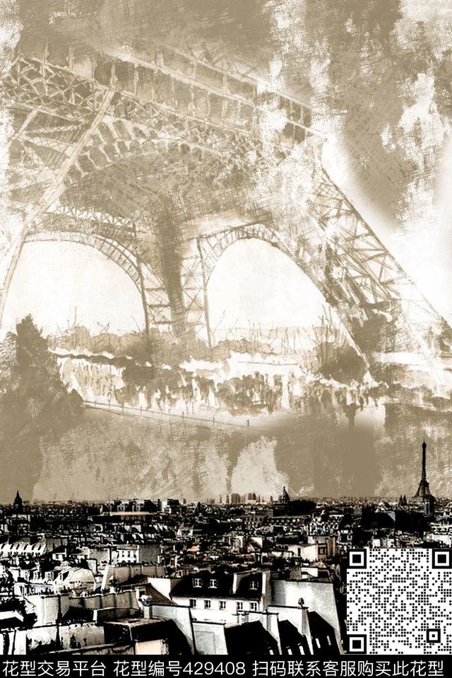 复古欧洲城巴黎传统印花华亿平台下载（图片编号: 429408） - 瓦栏（Walan）