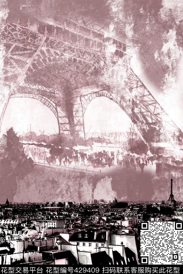 复古欧洲城巴黎传统印花华亿平台下载（图片编号: 429409） - 瓦栏（Walan）