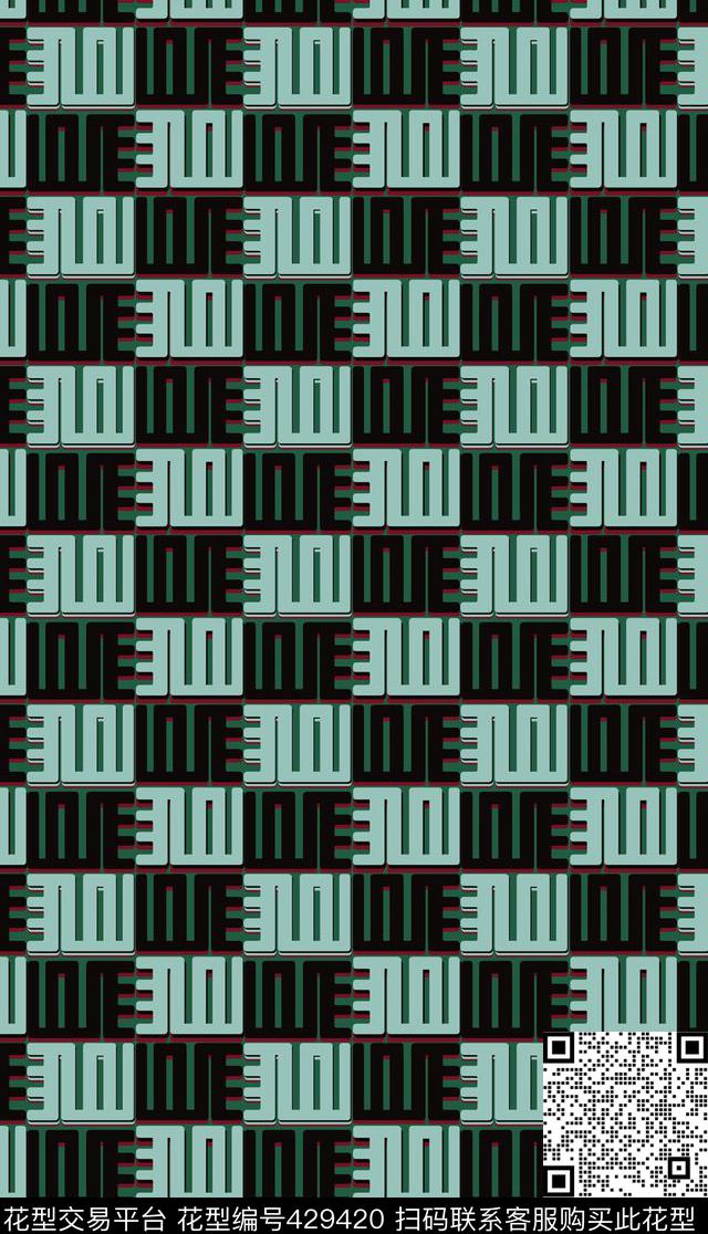 立体欧式大牌字母元素传统印花华亿平台下载（图片编号: 429420） - 瓦栏（Walan）