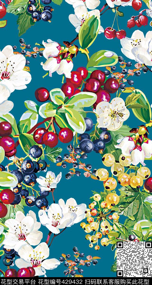 创意服装果子葡萄传统印花华亿平台下载（图片编号: 429432） - 瓦栏（Walan）