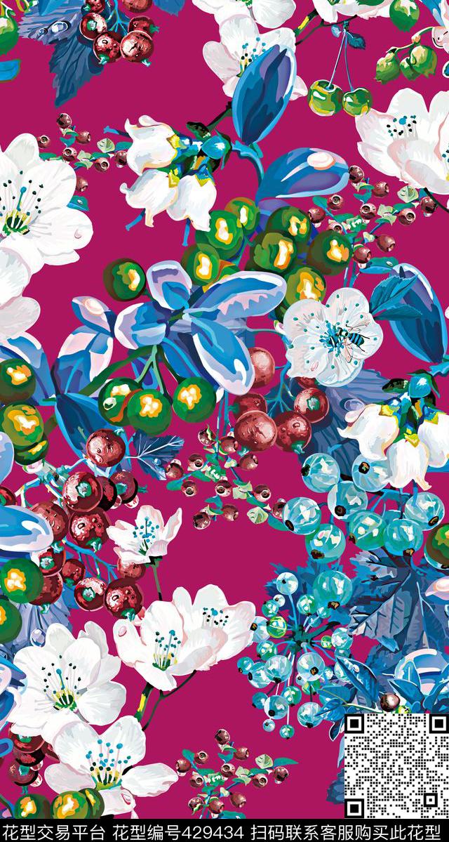 创意服装果子葡萄传统印花华亿平台下载（图片编号: 429434） - 瓦栏（Walan）