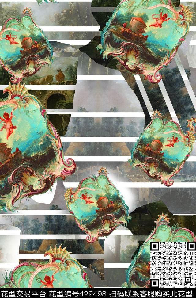 流行油画画框数码印花华亿平台下载（图片编号: 429498） - 瓦栏（Walan）