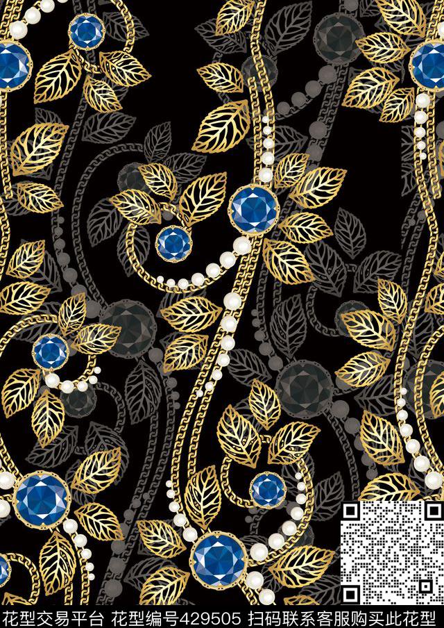 抽象花几何传统印花华亿平台下载（图片编号: 429505） - 瓦栏（Walan）