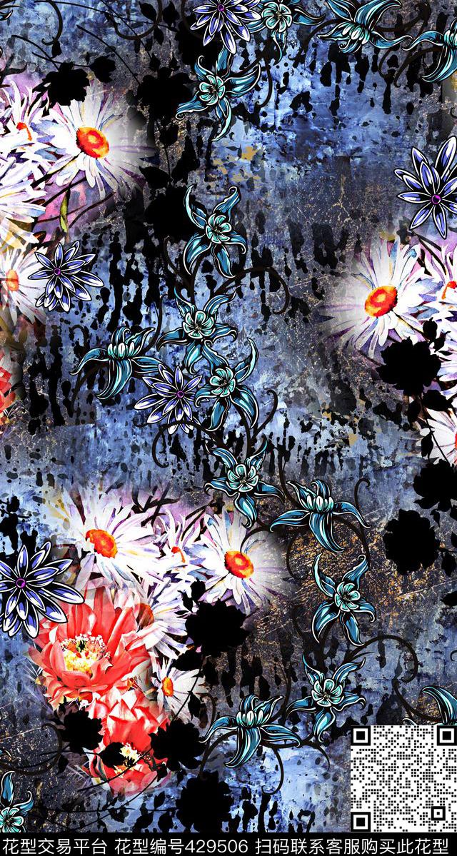 抽象机理墨迹波点数码印花华亿平台下载（图片编号: 429506） - 瓦栏（Walan）