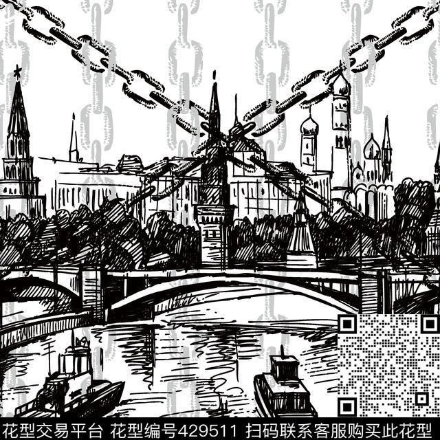 抽象链条欧洲建筑传统印花华亿平台下载（图片编号: 429511） - 瓦栏（Walan）