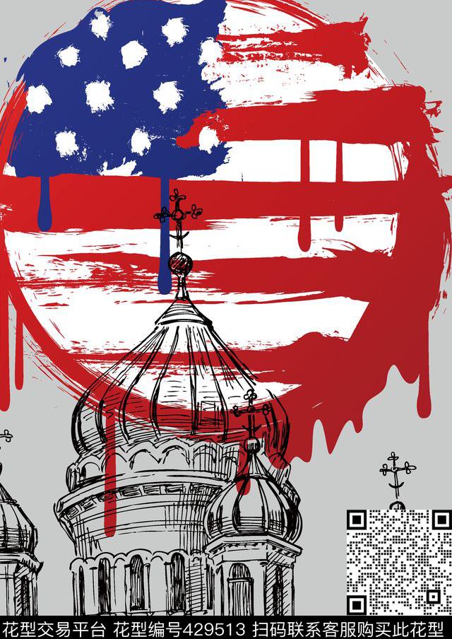 抽象国旗花传统印花华亿平台下载（图片编号: 429513） - 瓦栏（Walan）