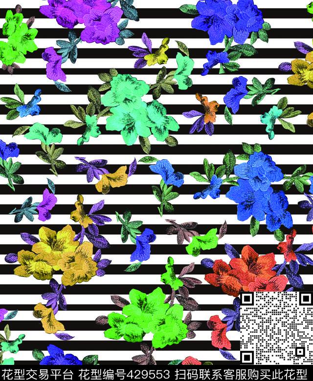 色彩大花唯美传统印花华亿平台下载（图片编号: 429553） - 瓦栏（Walan）