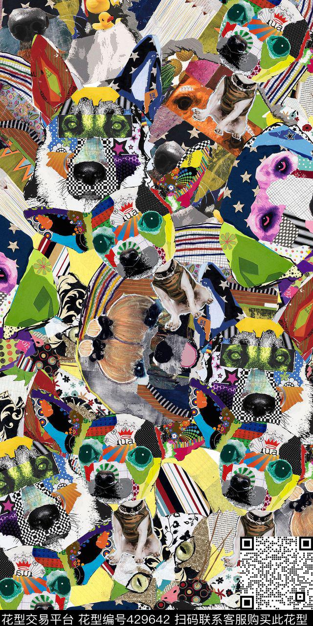 时尚拼贴动物印花男女装华亿平台数码印花华亿平台下载（图片编号: 429642） - 瓦栏（Walan）