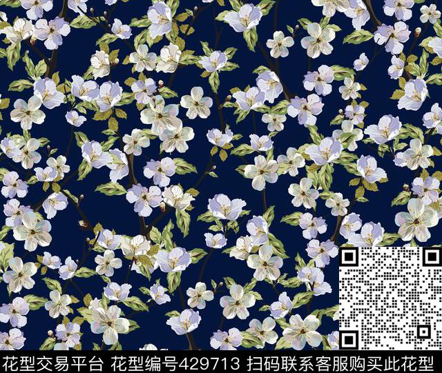时尚大牌花卉数码印花华亿平台下载（图片编号: 429713） - 瓦栏（Walan）