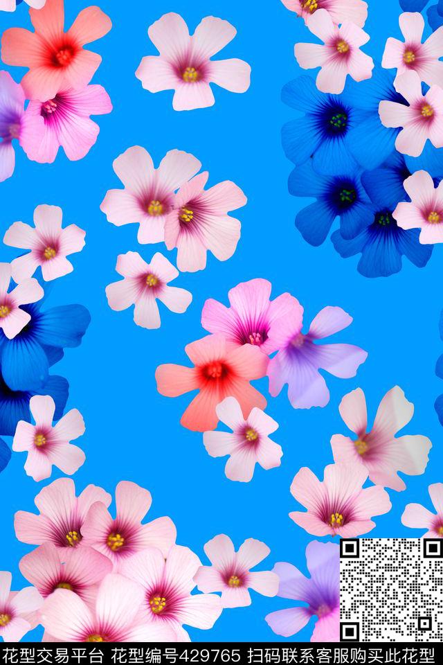 中国风小花摄影炫彩数码印花华亿平台下载（图片编号: 429765） - 瓦栏（Walan）