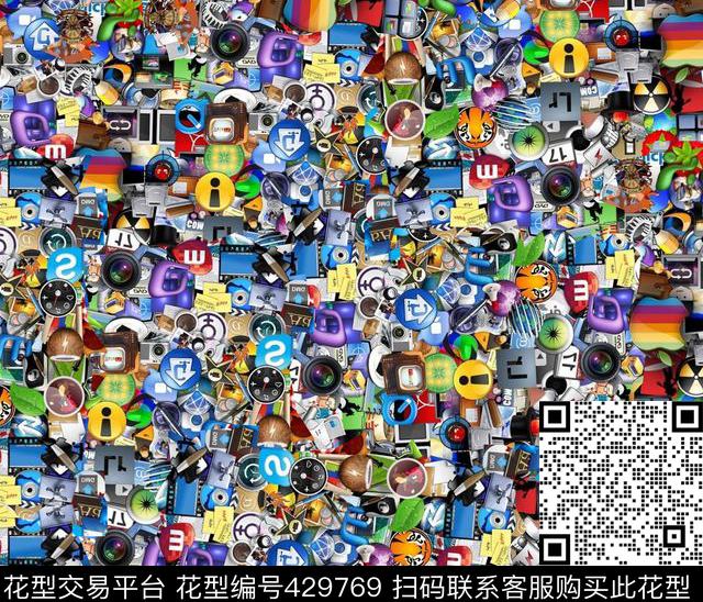 潮流抽象复古数码印花华亿平台下载（图片编号: 429769） - 瓦栏（Walan）