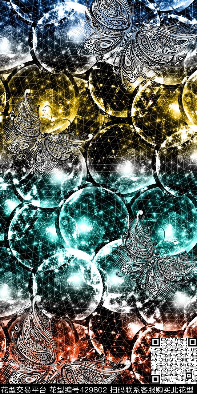 时尚绚丽地球略缩俯视图大气过渡色数码印花华亿平台下载（图片编号: 429802） - 瓦栏（Walan）