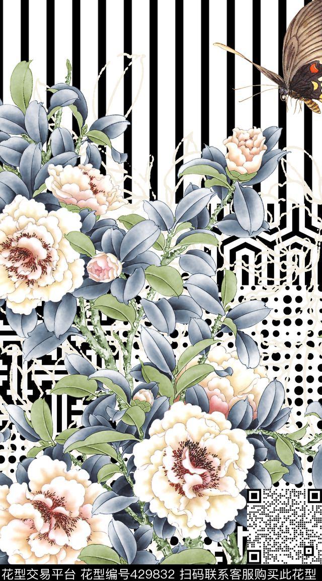 定位花卉牡丹花数码印花华亿平台下载（图片编号: 429832） - 瓦栏（Walan）