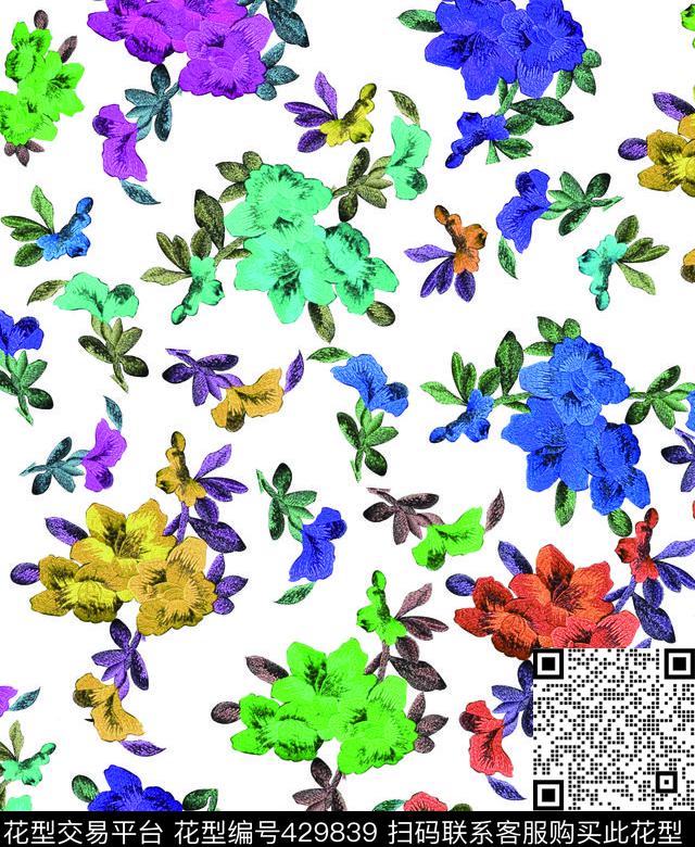 彩色花卉时尚传统印花华亿平台下载（图片编号: 429839） - 瓦栏（Walan）