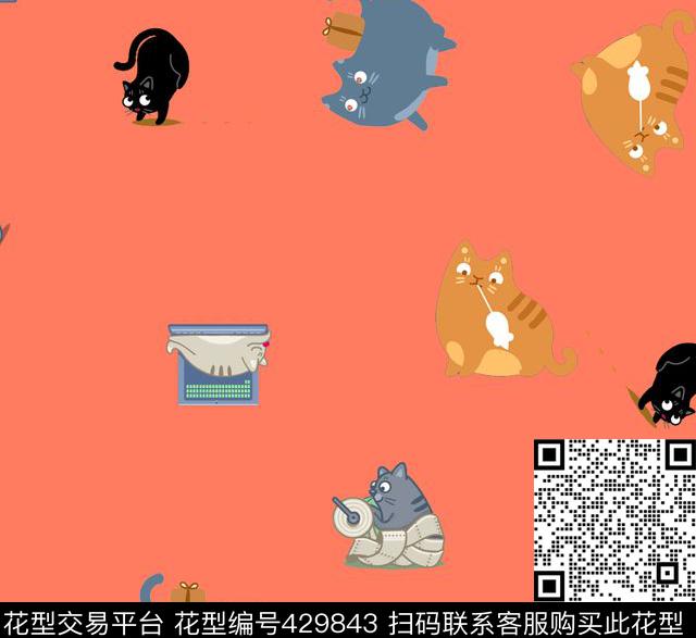 童装小猫动物传统印花华亿平台下载（图片编号: 429843） - 瓦栏（Walan）