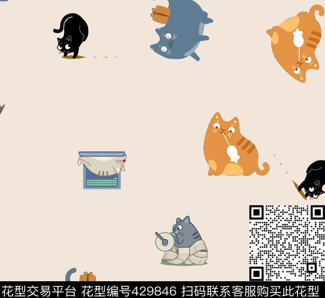 童装小猫动物传统印花华亿平台下载（图片编号: 429846） - 瓦栏（Walan）