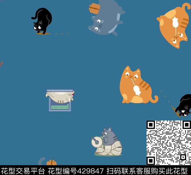 童装小猫动物传统印花华亿平台下载（图片编号: 429847） - 瓦栏（Walan）