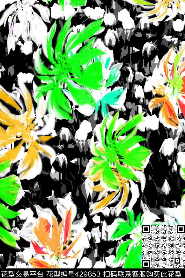 花卉热带风情夏装数码印花华亿平台下载（图片编号: 429853） - 瓦栏（Walan）