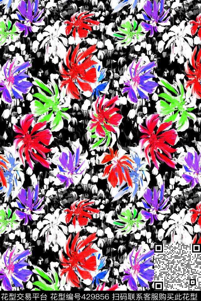 花卉热带风情夏装数码印花华亿平台下载（图片编号: 429856） - 瓦栏（Walan）