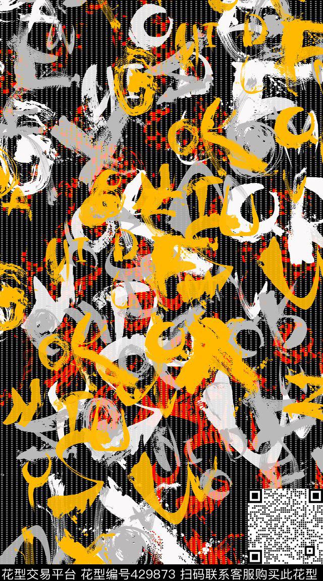 涂鸦字母搞怪数码印花华亿平台下载（图片编号: 429873） - 瓦栏（Walan）