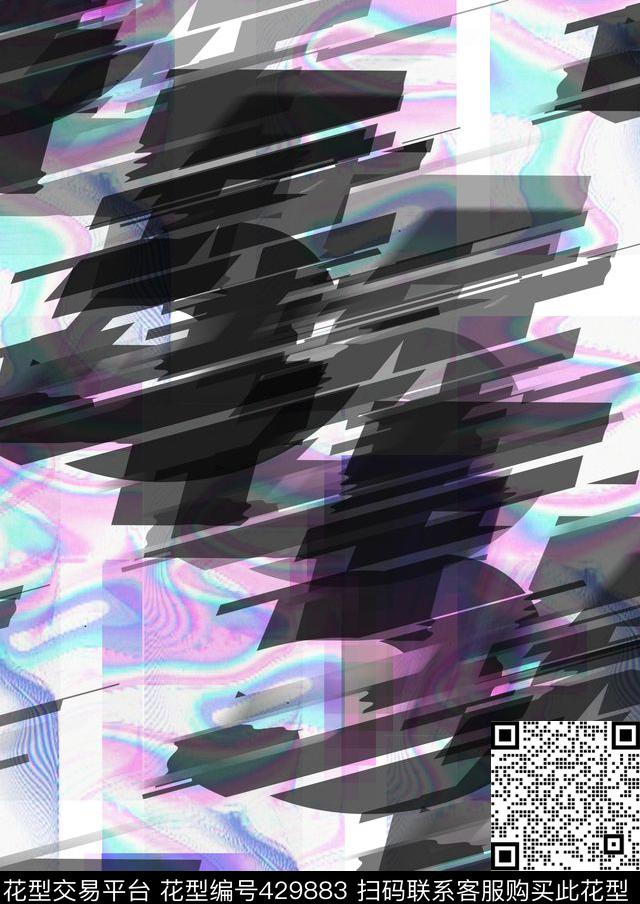潮流抽象几何数码印花华亿平台下载（图片编号: 429883） - 瓦栏（Walan）